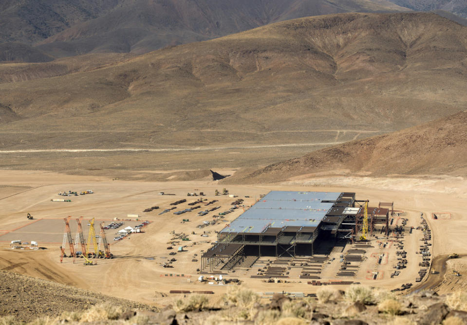 The Tesla Gigafactory is shown under construction outside Reno, Nevada