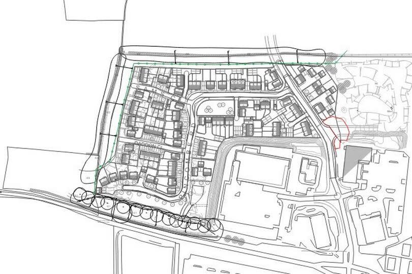 The location of the temporary sales cabin on the Appledore Grove estate