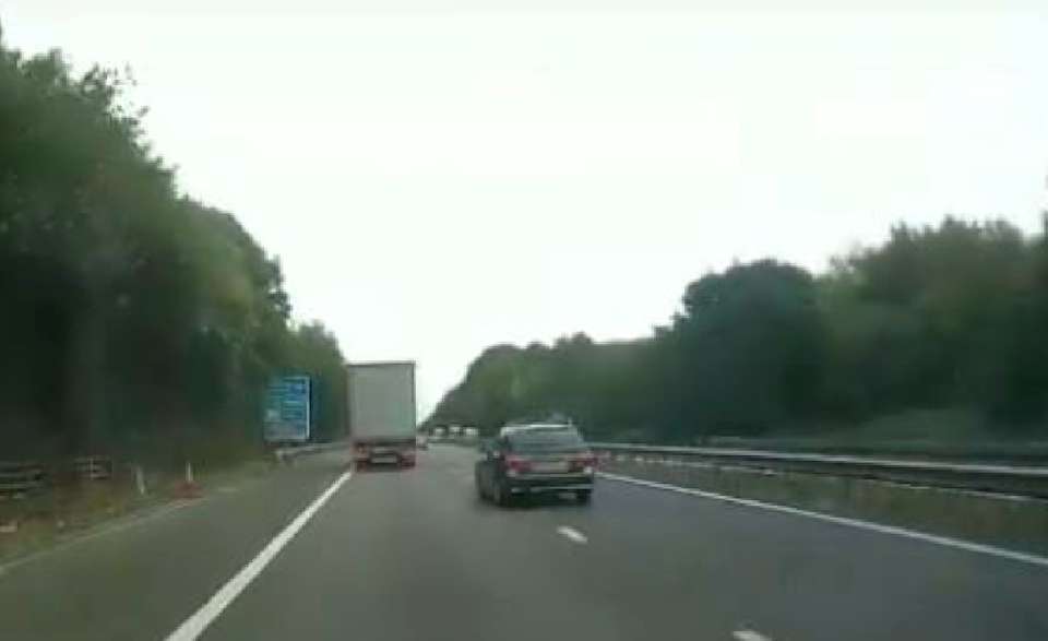 Dashcam footage shows Connor Money speed down a motorway and attempt to weave through cars. (SWNS)