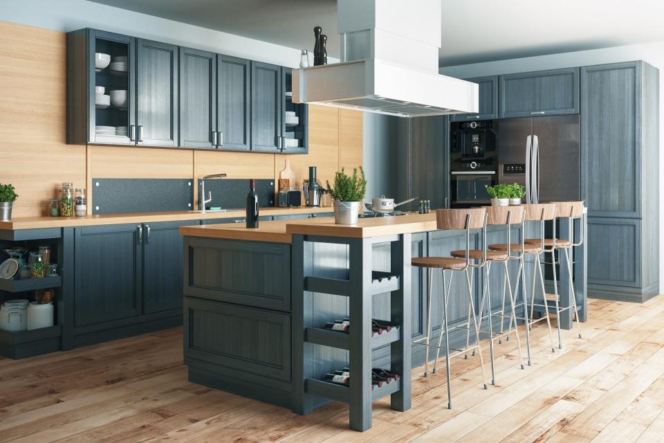 Blue kitchen with modern design