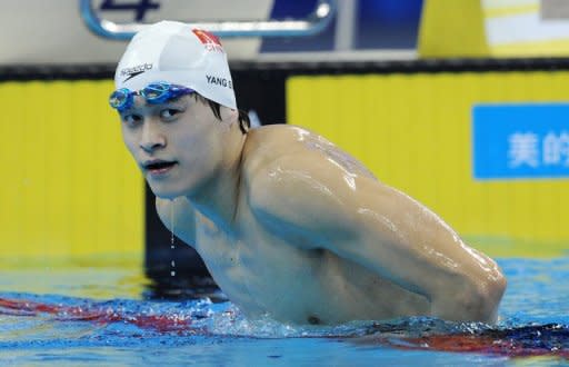 Sun Yang, pictured in 2011, is geared to lower the world record in his Olympic duel with Asian rival Park Tae-Hwan in the 400m freestyle at the London Games, his Australian coach Denis Cotterell said Thursday