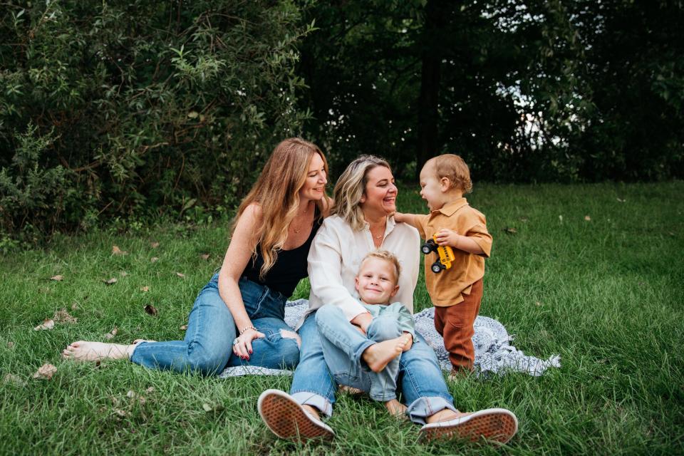 Beacon-based podcaster and writer Laura Leigh Abby with her her wife Sam Abby and their two children, Quinn and Simon.