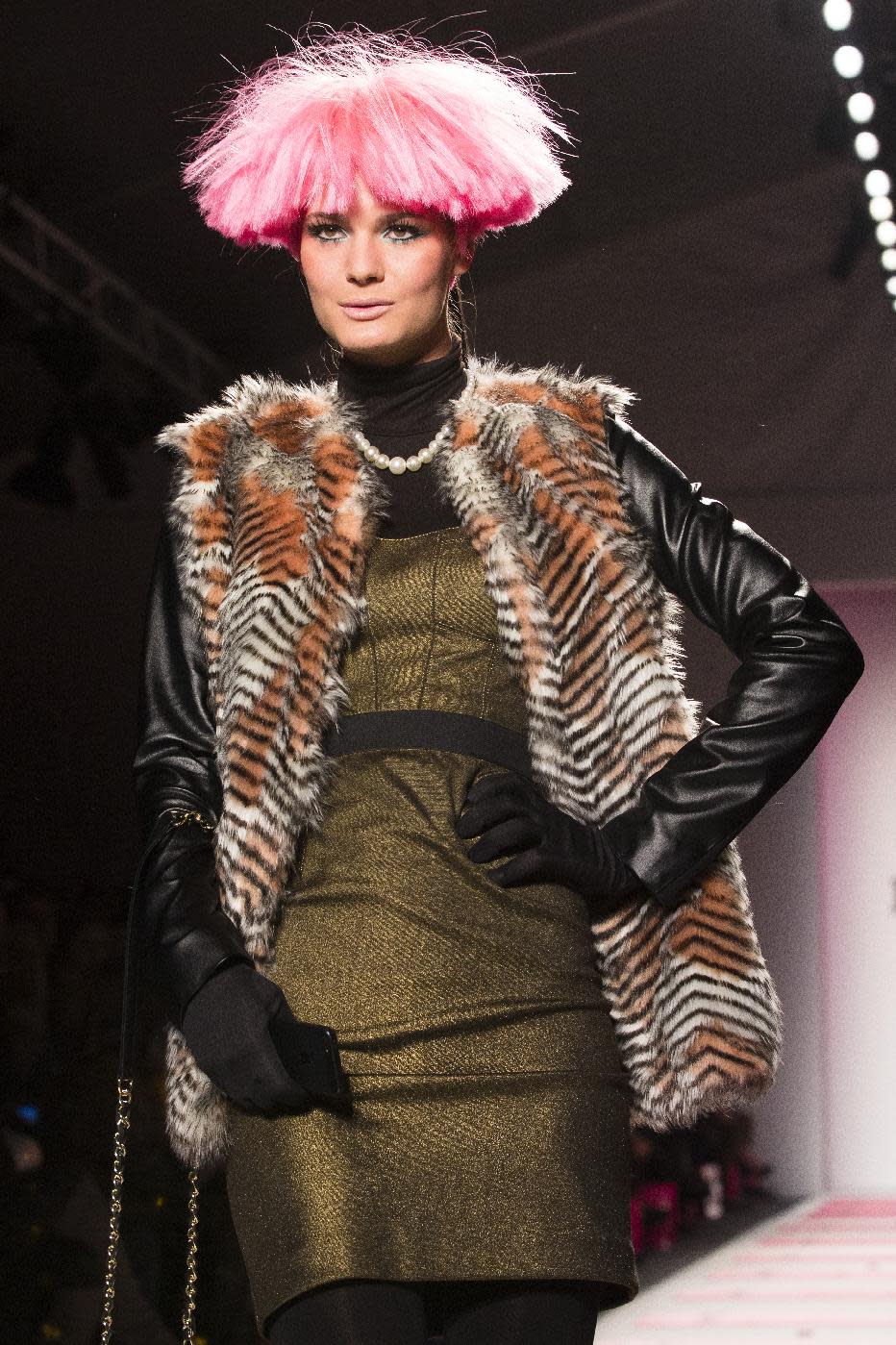 The Betsey Johnson Fall 2013 collection is modeled during Fashion Week in New York, Monday, Feb. 11, 2013. (AP Photo/John Minchillo)