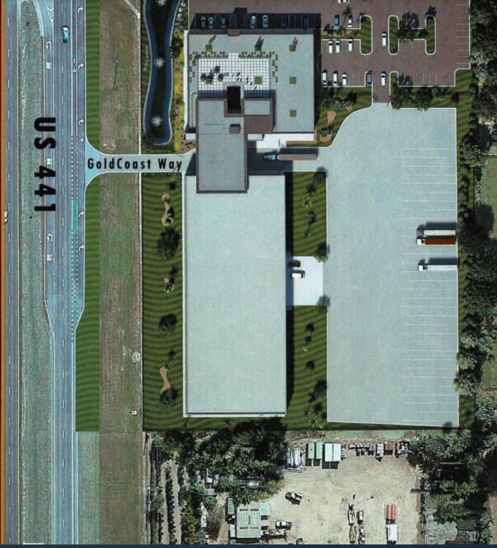 A rendering of the proposed warehouse project off State Road 7 west of Boca Raton adjacent to Tierra del Rey Estates, an equestrian community. County commissioners refused to grant the applicant a postponement on Nov. 1, effectively killing the project for the time being. Critics argued the project was incompatible with residential developments in the area.