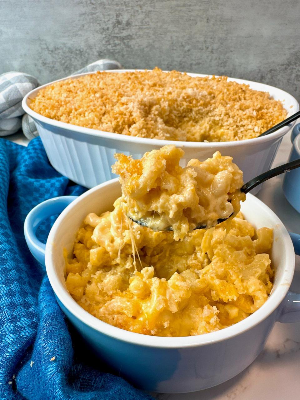 Super cheesy, baked homemade mac and cheese is a breeze to make.