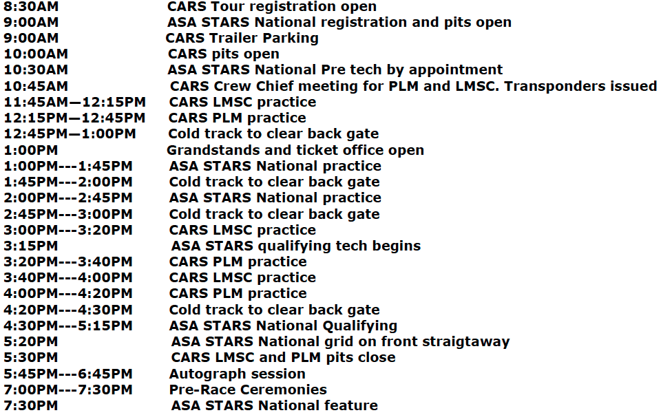 North Wilkesboro Speedway schedule