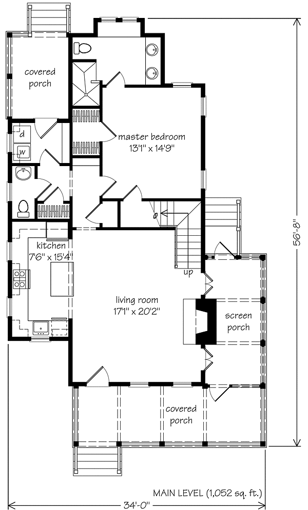 <p>Off the main bedroom, a second smaller covered porch leads out to the backyard. This house plan also offers a coordinating shed that can be added to the property. </p>