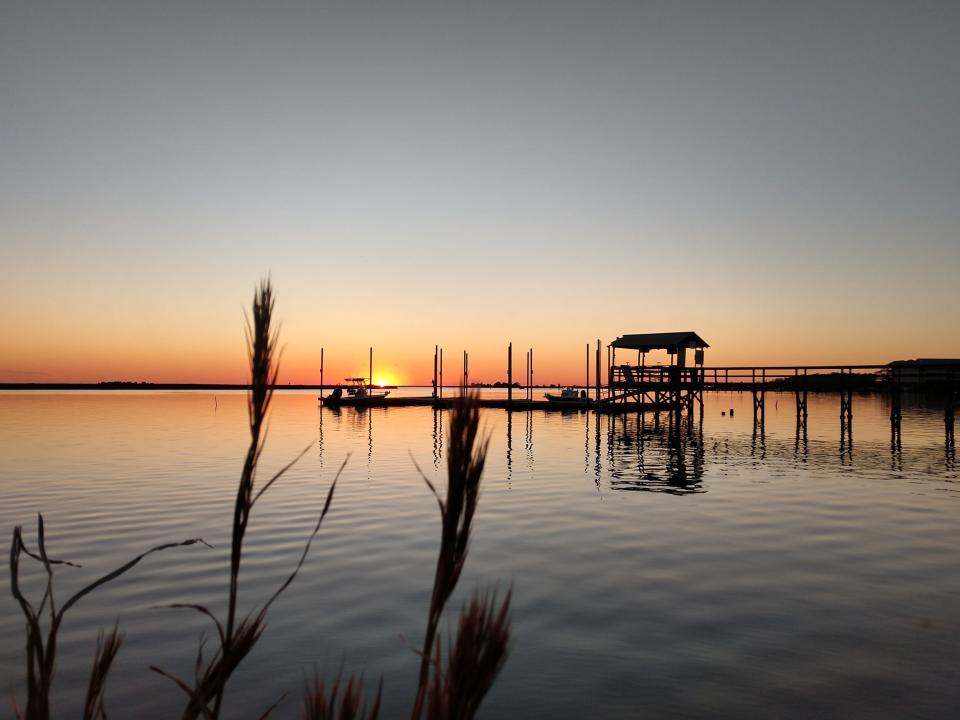 Photo of water, dock, and sunset in Steinhatchee