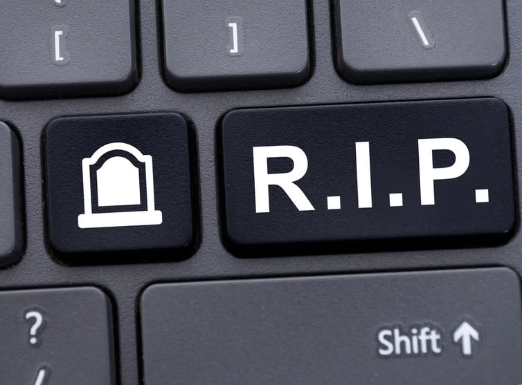 <span class="caption">Online mourning.</span> <span class="attribution"><a class="link " href="https://www.shutterstock.com/image-photo/online-memorial-concept-rip-abbreviation-button-483036013?src=adJVsOby77qwxO53fOzhjw-1-0" rel="nofollow noopener" target="_blank" data-ylk="slk:Shutterstock;elm:context_link;itc:0;sec:content-canvas">Shutterstock</a></span>