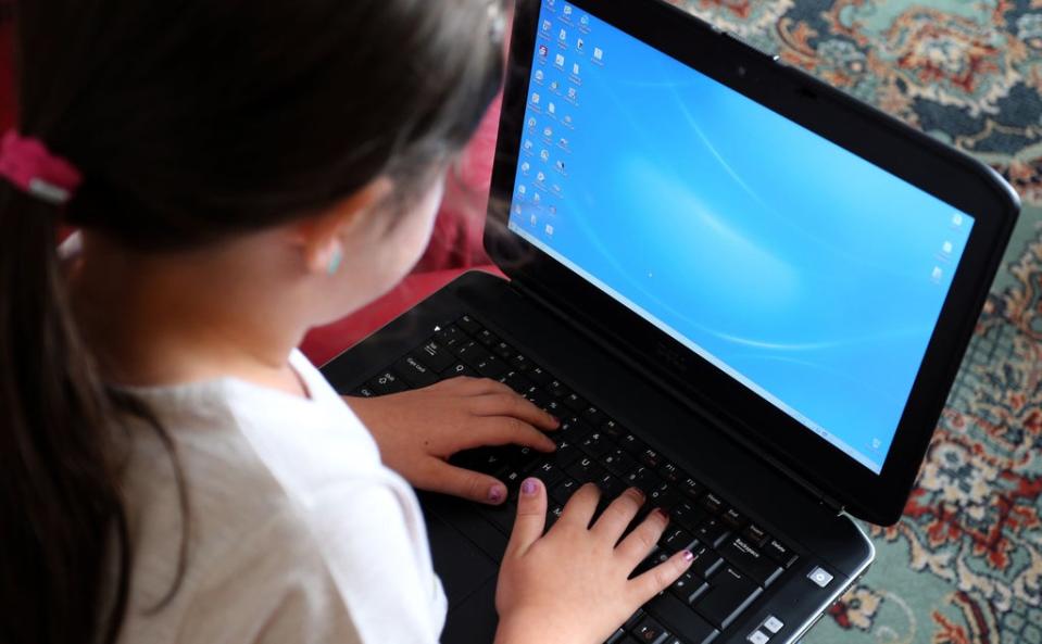 A child using a laptop computer, as some pupils have begun the new school term learning remotely as the Omicron variant causes disruption across the country (PA) (PA Wire)