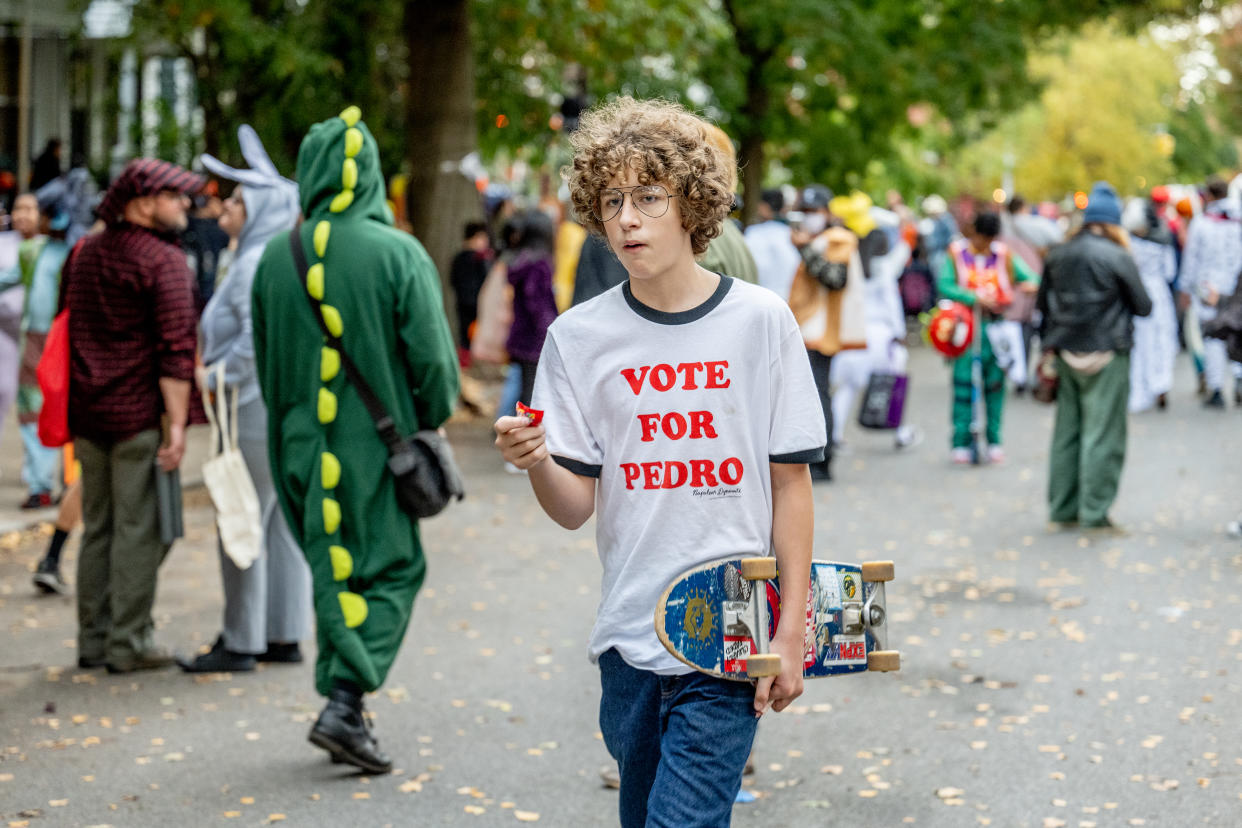 Like this Halloween reveler dressed as Napoleon Dynamite last year, many modern costumes are inspired by pop culture. (Photo: Roy Rochlin/Getty Images)