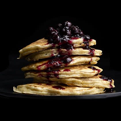 Oatmeal Pancakes with Wild Blueberry Sauce