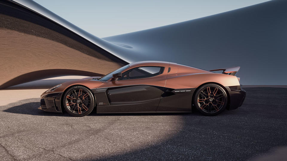 The Rimac Nevera 15th Anniversary Edition from the side