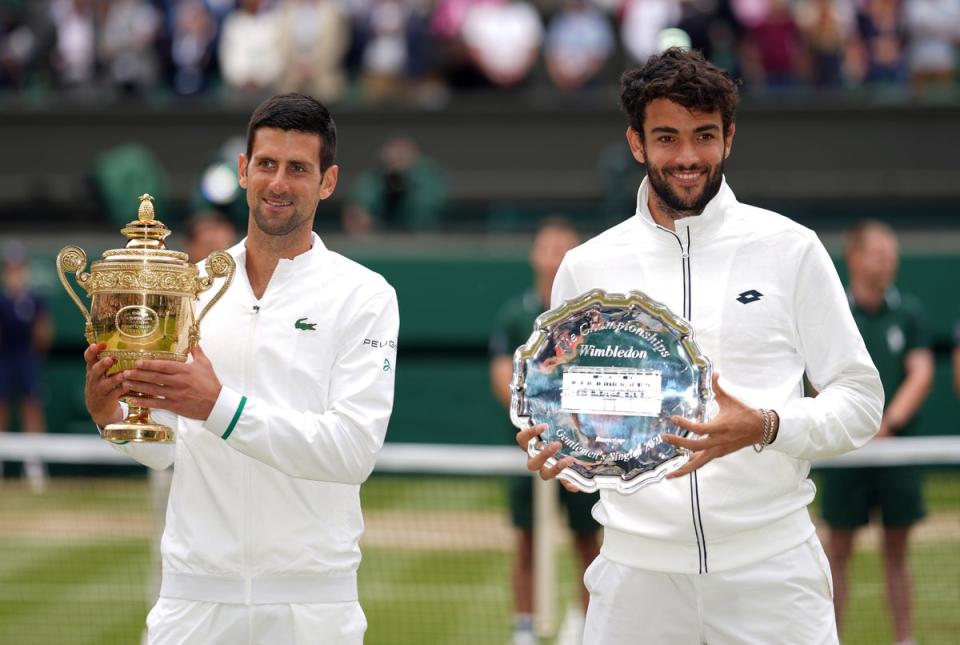 Matteo Berrettini (right) was runner-up to Novak Djokovic 12 months ago (John Walton/PA) (PA Archive)