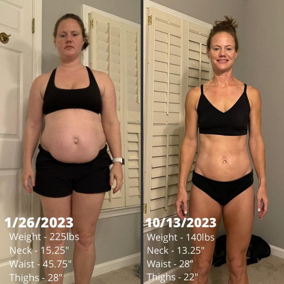 Her weight-loss journey began in January 2023 when she was 225 pounds. She was down to 140 pounds in October 2023. Instagram / committochangewithcrystel