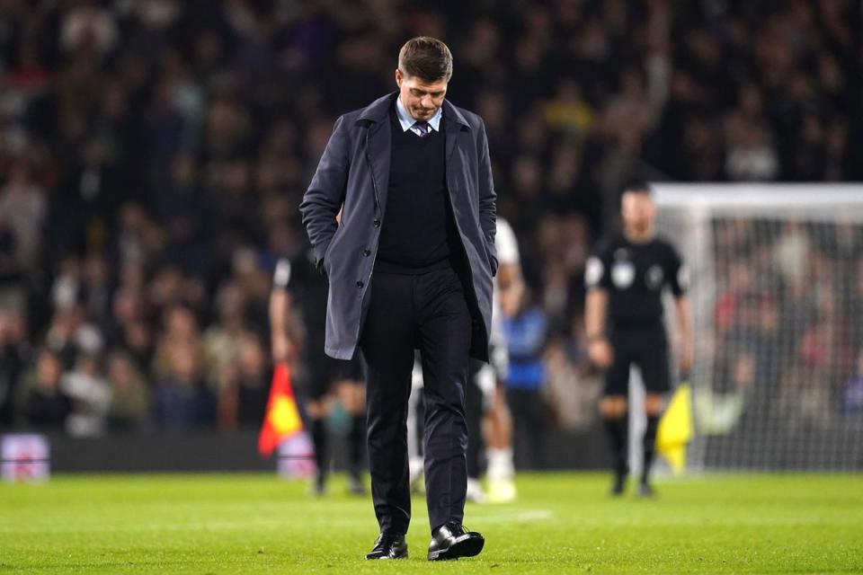 Steven Gerrard’s last game in charge was a 3-0 defeat at Fulham (John Walton/PA) (PA Wire)