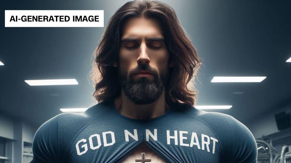 AI images of Jesus may contain details that showcase other ideals, like physical strength. - From Facebook