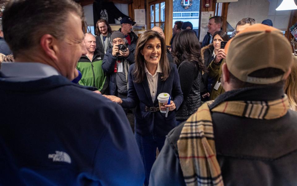 Nikki Haley speaks to supporters in Hampton, New Hampshire