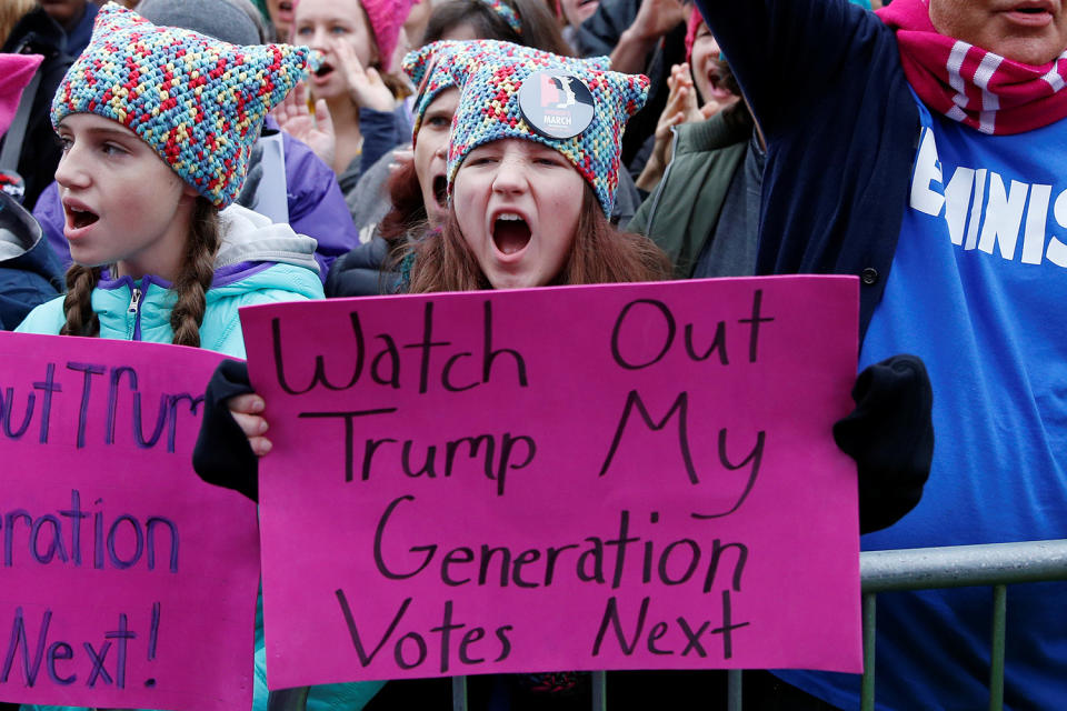 <p>People gather for the Women’s March in Washington, D.C., Jan. 21, 2017. (REUTERS/Shannon Stapleton) </p>