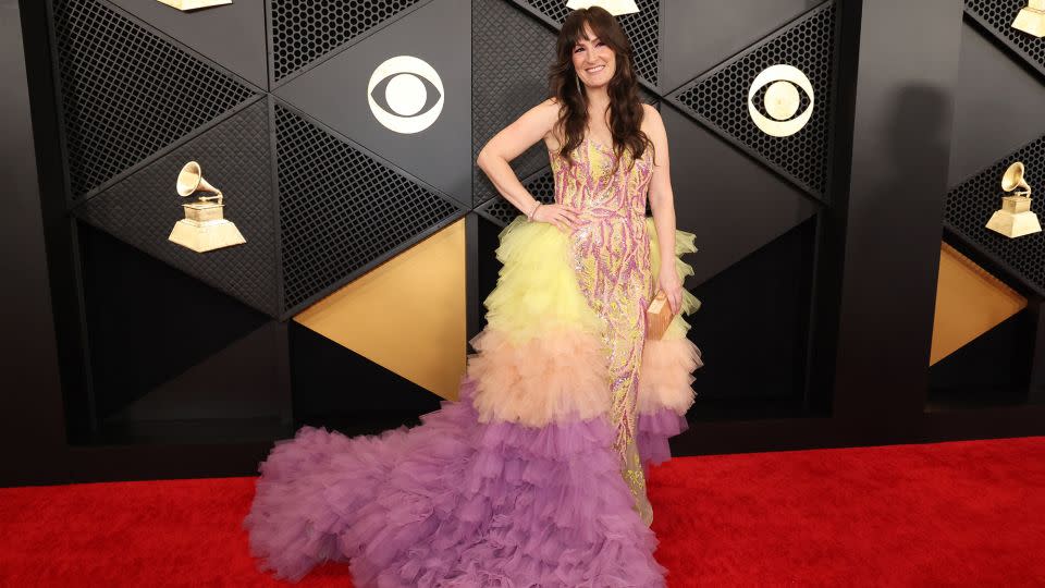 Jazz vocalist Sarah Gazarek wowed in a colorful tulle gown. - Mario Anzuoni/Reuters