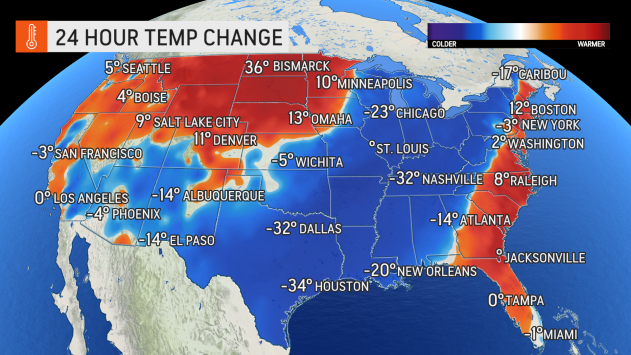 24 Hour Temp Change 2/18