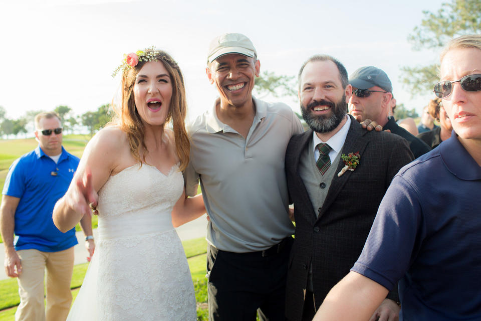 Stephanie and Brian Tobe pose with President Obama.