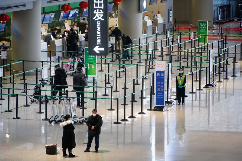 Travel season ahead of the Chinese Lunar New Year, at an airport in Shanghai