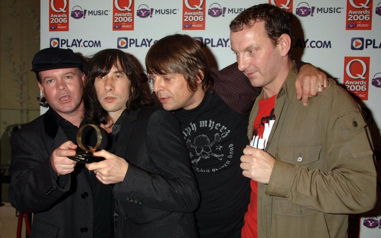 Martin Duffy, left, with Primal Scream at the Q Awards in 2006 - Brian Rasic/Getty Images