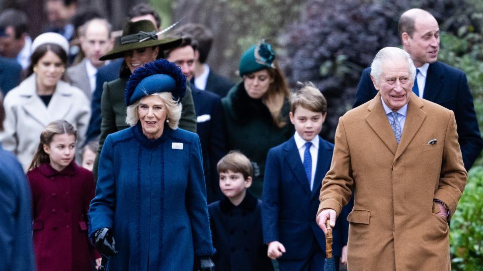 King Charles and his grandchildren, Charlotte, Louis and George