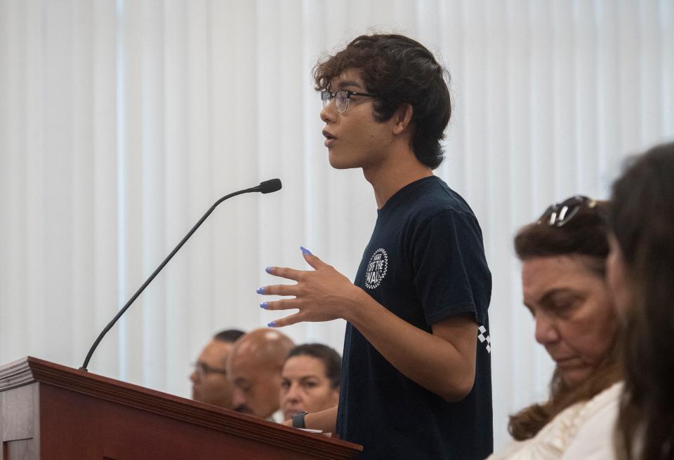 Resident and fixSUSD Organizer David Sengthay speaks to the Stockton Unified School District board during the regular board meeting at the district's headquarters in downtown Stockton on Tuesday, Aug. 23, 2022. CLIFFORD OTO/THE STOCKTON RECORD
