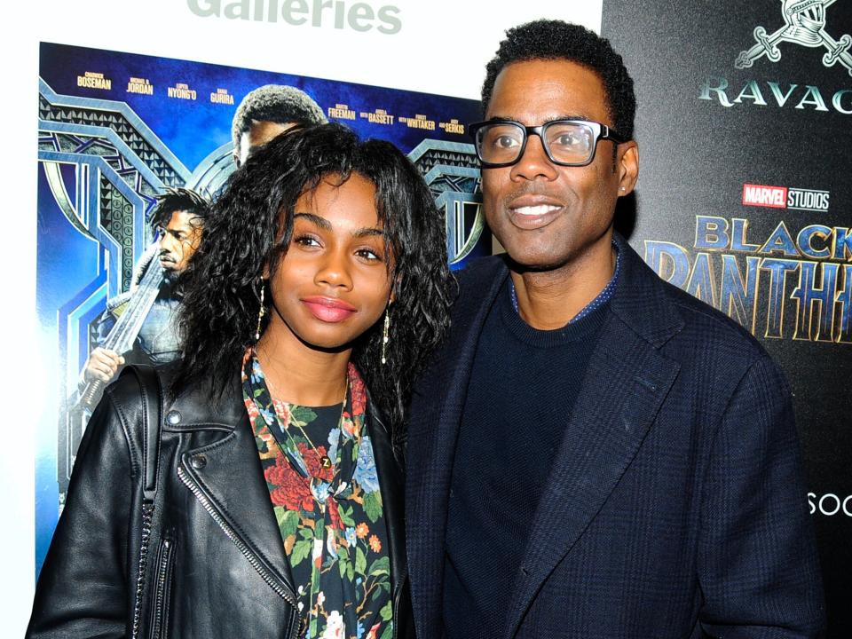 Zahra Savannah Rock and Chris Rock attend The Cinema Society with Ravage Wines & Synchrony host a screening of Marvel Studios' "Black Panther" at The Museum of Modern Art on February 13, 2018 in New York City