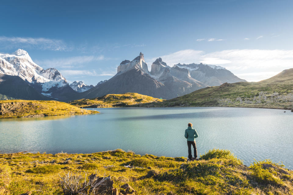 A traveler in Torres del Paine, Chile