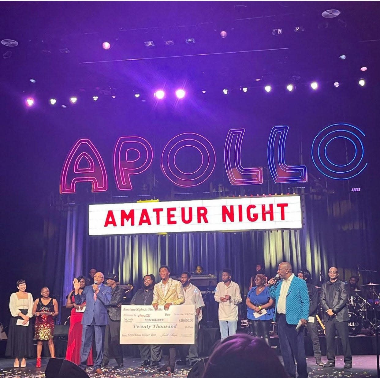 Akron native and pianist Kofi Boakye wins the $20,000 grand prize in the Amateur Night at the Apollo finals Nov. 23.