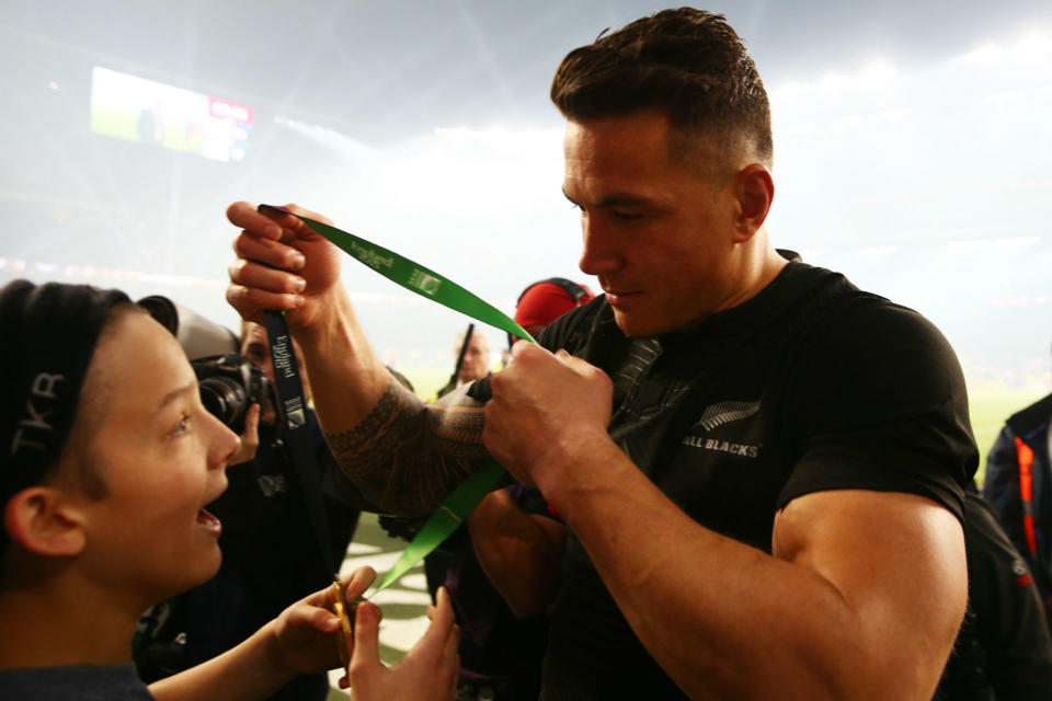 A young fan ended up with Sonny Bill Williams&#39; Rugby World Cup winner&#39;s medal following New Zealand&#39;s victory over Australia.