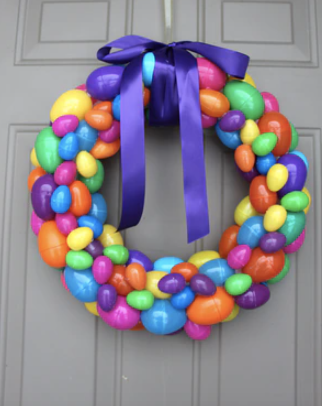 rainbow plastic egg easter wreath