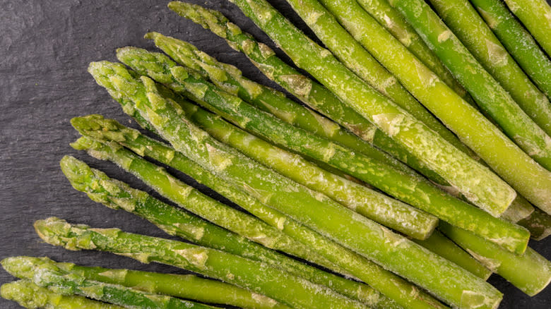 several frozen asparagus