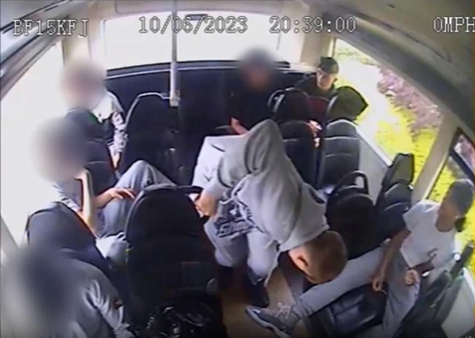 Leo Knight was caught on CCTV with a knife down his trousers while bending over on a bus (Avon and Somerset Police)