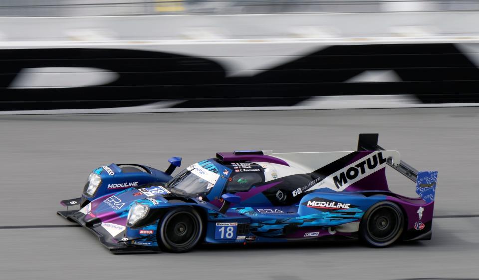 Connor Zilisch will run five races this year as part of the No. 18 Era Motorsports LMP2 team. Here is the car during qualifying for the Rolex 24 at Daytona.