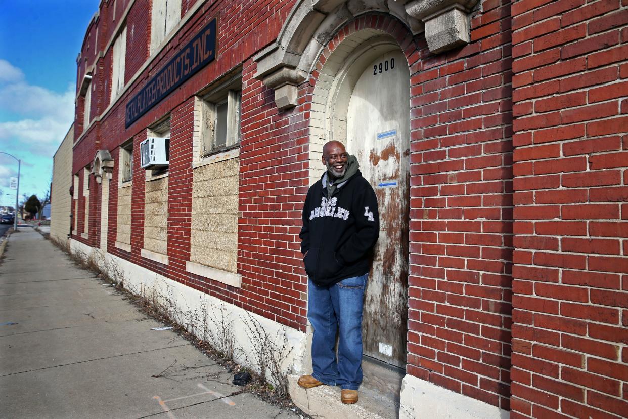 Ruben Hopkins, Wisconsin Black Chamber of Commerce CEO and Chairman, is all smiles on Tuesday, March 7, 2023 at the new location of the the Wisconsin Black Chamber of Commerce at 2900 W. Vliet St. The new two-story building that offers 25, 000 foot will undergo renovations and is expected to be open in a few months.  The move will allow the chamber to do more training focused on access to capital and business development to grow Black entrepreneurs. The 1923 building once housed a metal fabrication shop and more recently was storage space for a mattress facility.