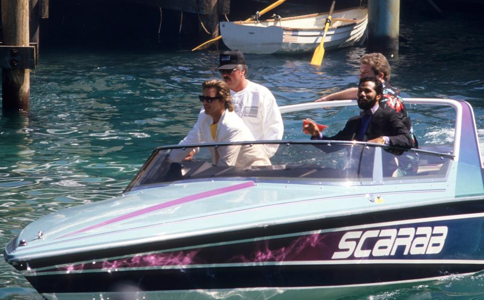 Don Johnson and Philip Michael Thomas arriving at the opening of “Miami Vice Action Spectacular” at Universal Studios Hollywood, June 16, 1987