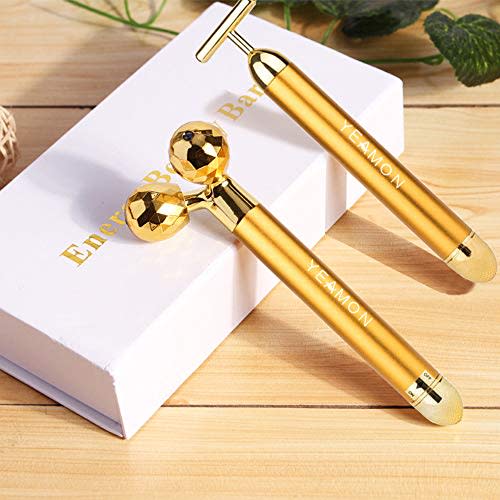 2-in-1 Face Massager Roller, 24k Facial Golden Pulse Electric 3D Roller and T Shape Arm Eye Nose Head Massager Instant Face Lift,Anti-Wrinkles,Skin Tightening,Face Firming (Amazon / Amazon)