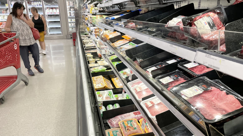 Target meat department shelves