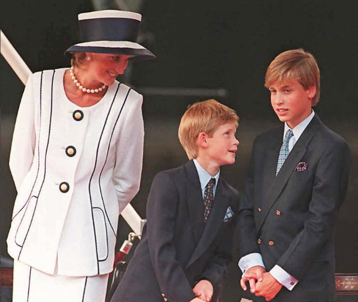 La princesse Diana avec ses fils, les princes William et Harry, en 1995 - Johnny Eggitt - AFP