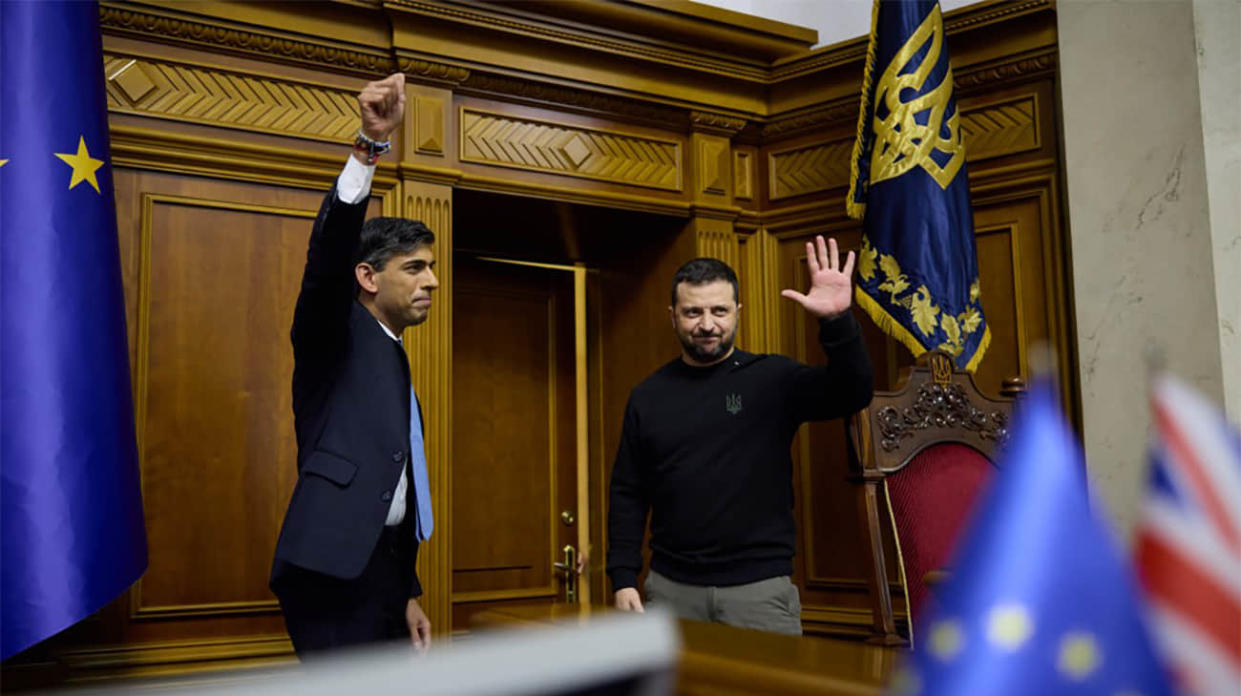 Volodymyr Zelenskyy and Rishi Sunak in Kyiv on 12 January 2024. Stock photo: Office of the President of Ukraine