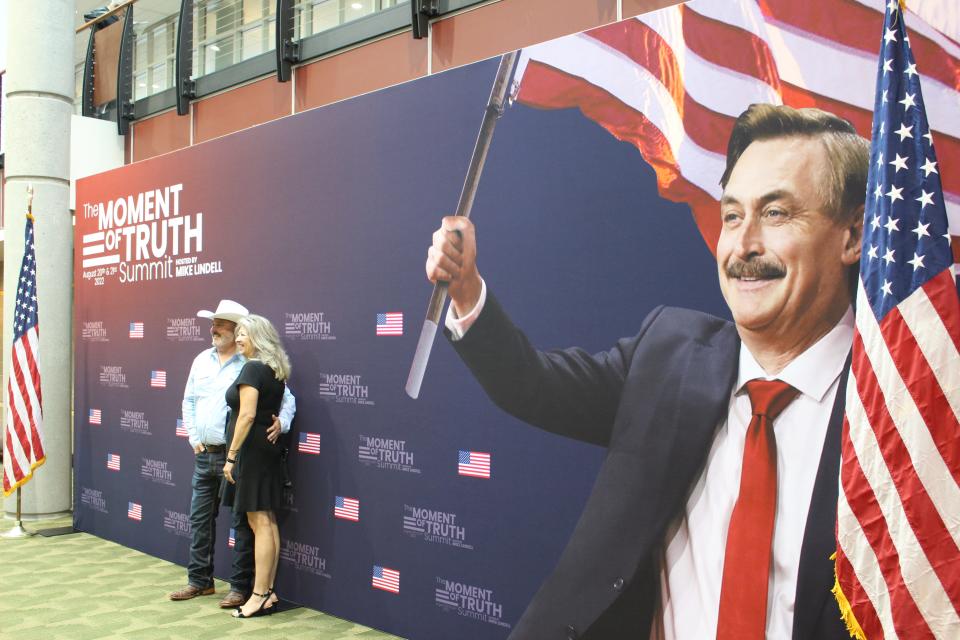 The Moment of Truth Summit, hosted by MyPillow CEO and election conspiracy theorist Mike Lindell, kicked off Saturday morning at Springfield Expo Center.