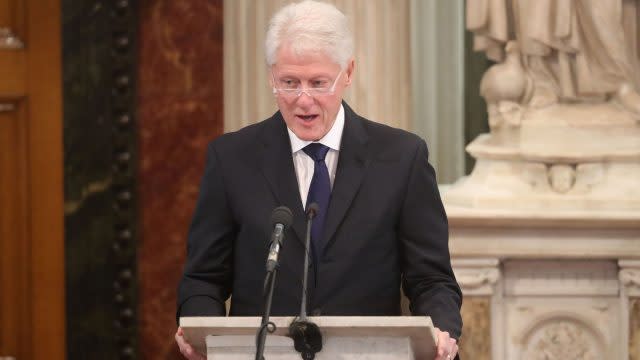 Bill Clinton spoke at the funeral of former deputy first minister Martin McGuinness in March