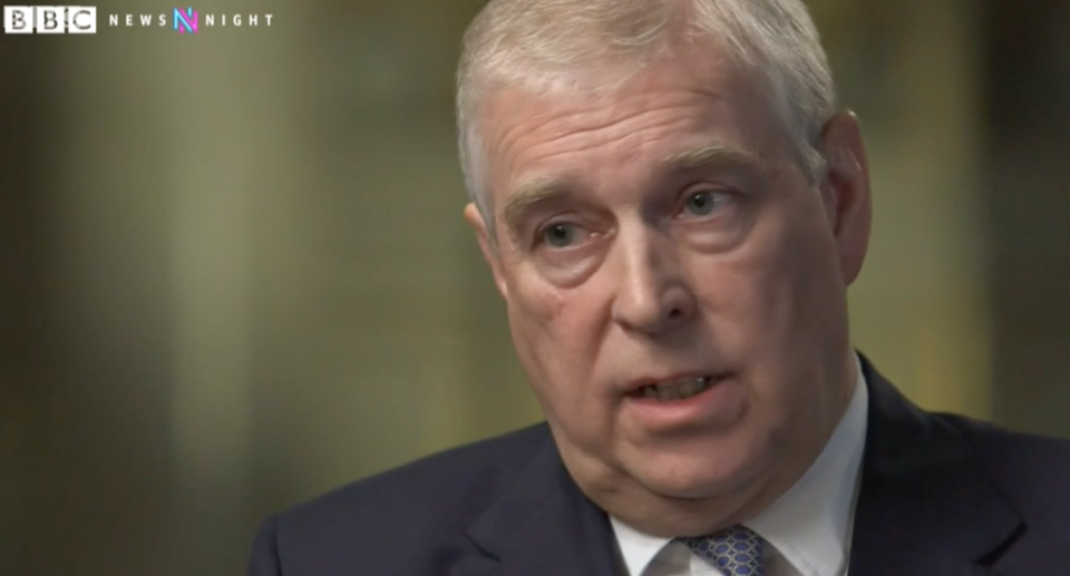 Prince Andrew during his BBC News Night interview. He address his links with Jeffrey Epstein.