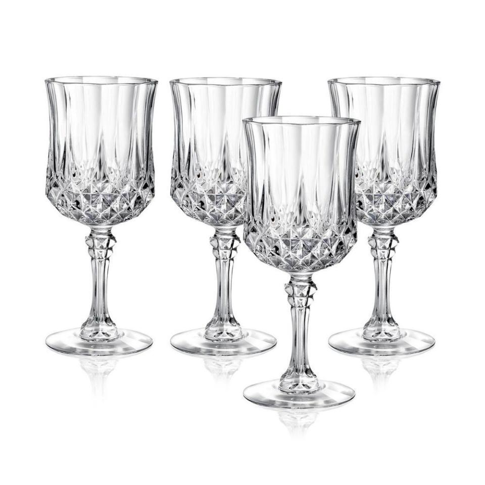20) Longchamp Cristal D’Arques Set of 4 Wine Glasses