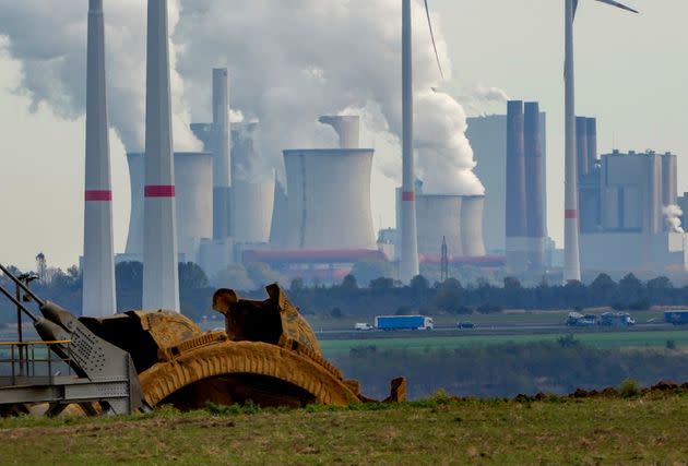 Steam rises from a coal-fired power station near the Garzweiler open-cast coal mine in Luetzerath, Germany, in 2021.