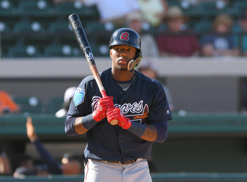 Ronald Acuña will begin the season in the minors for the Braves after performing well this spring. (Getty Images)